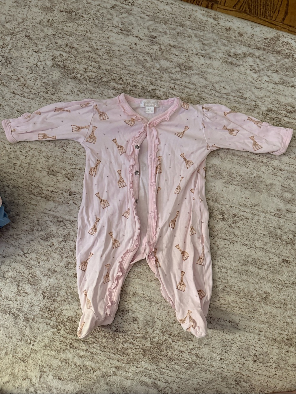Kissy Kissy Pink Giraffe-Print Footed One-Piece